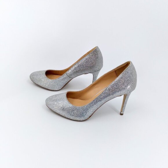 Michael Kors Silver Glitter Pumps Woman Size 7.5 - Picture 3 of 6
